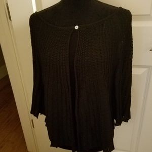 3/4 Sleeve Loose Knit Black Sweater